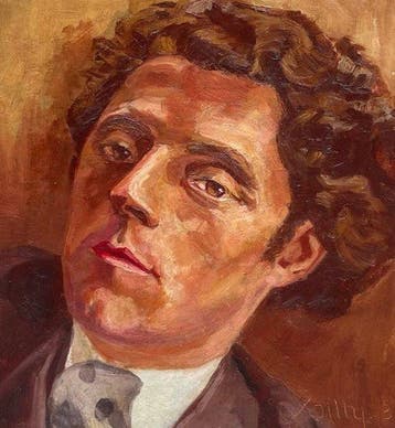 Franse school (XX) - Portrait d’homme à la cravate à pois, Antiek en Kunst
