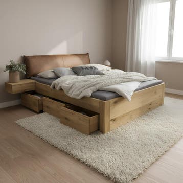 Forestales Montreux Massief Eiken Houten Bed met Lades 45CM, Nieuw