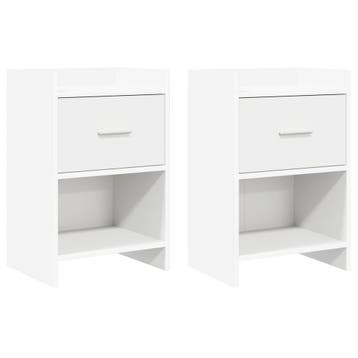 vidaXL Nachtkastjes 2 st Wit 40 x 30 x 60 cm Bewerkt hout, Huis en Inrichting, Slaapkamer | Nachtkastjes, Minder dan 45 cm, Verzenden