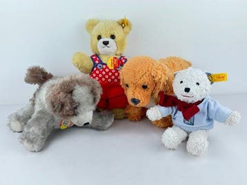 Steiff - Speelgoed Lot of 4 x Vintage Steiff Toys Dogs &