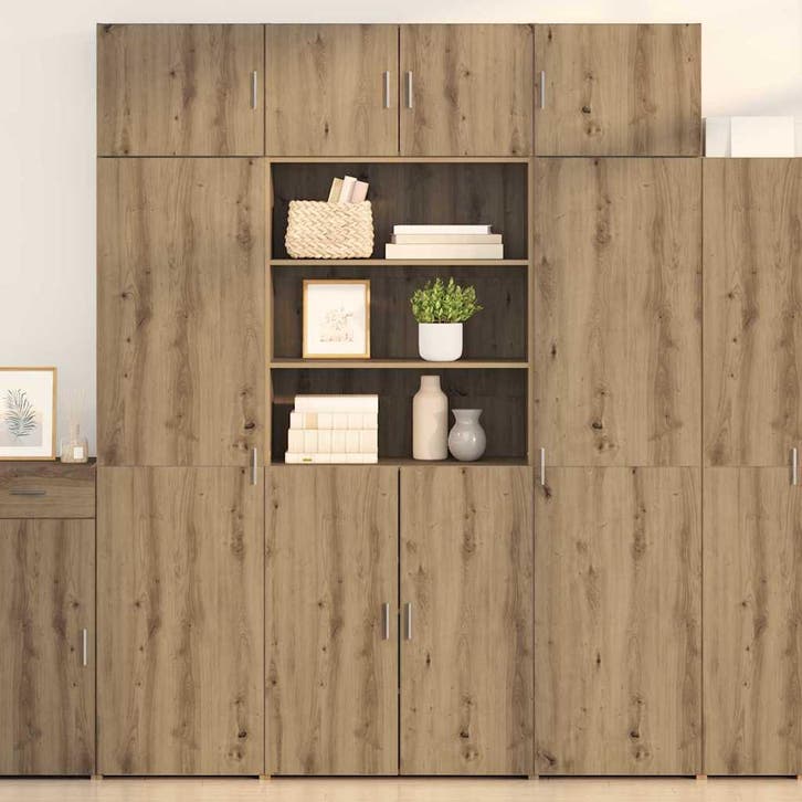 vidaXL Highboard Artisan Eiken 80 x 42,5 x 185 cm Bewerkt, Huis en Inrichting, Kasten | Buffetkasten, 25 tot 50 cm, Nieuw, Overige houtsoorten