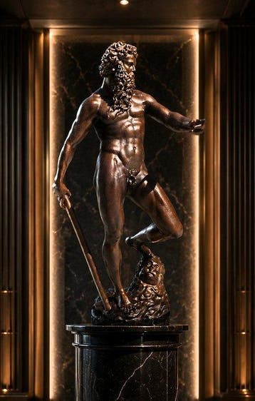 sculptuur, gedetaileerd neptunes bronzen beeld - 33 cm -