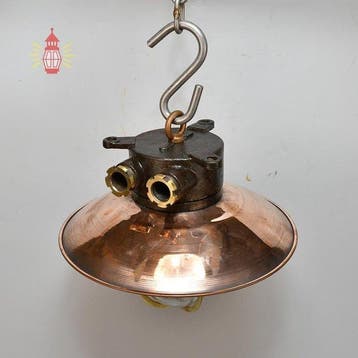 Plafondlamp - Messing, Glas, Koper, gietijzer