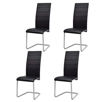 vidaXL Eetkamerstoelen 4 st kunstleer zwart, Huis en Inrichting, Verzenden, Nieuw, Zwart