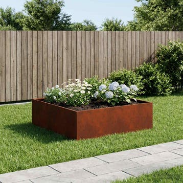vidaXL Plantenbak Roestkleurig 80 x 80 x 30 cm weervast, Verzenden, Nieuw, Metaal, 60 tot 100 cm