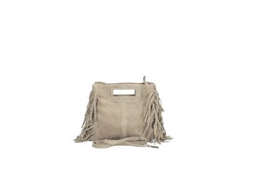 100% suède boho dames tas met handvatten in BEIGE kleur,, Nieuw