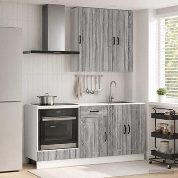 vidaXL Keukenblok LUCCA 5 st Grijs Sonoma Bewerkt hout, Verzenden, Nieuw, Grijs