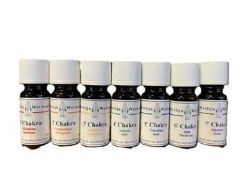 Chakra olie set van alle 7 chakras 10ml, Ophalen of Verzenden, Nieuw, Aroma