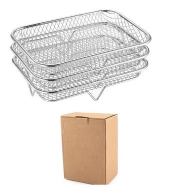 3-Laags Airfryer Rek RVS – Stapelbaar Grillrek Accessoire, Verzenden