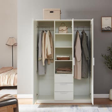 Kledingkast Eiselfing 176x120x52 cm met 4 vakken en 3 lades, Huis en Inrichting, Kasten | Kledingkasten, Verzenden, Nieuw