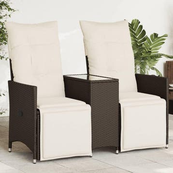 vidaXL Tuinbank 2-zits verstelbaar met tafel poly rattan, Verzenden, Nieuw