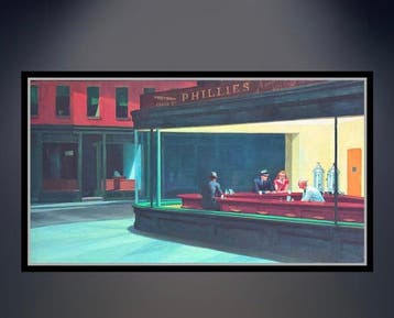 Edward Hopper - “Nighthawks, 1942”. Gesigneerd in de plaat.