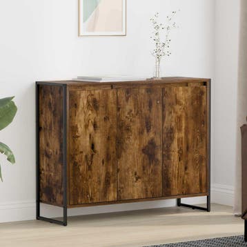 vidaXL Bijzetkast Rook Eik 96,5 x 30 x 75 cm Bewerkt hout, Minder dan 50 cm, Verzenden, Nieuw, Minder dan 100 cm
