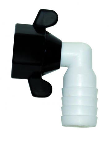 Shurflo Aansluitnippel gebogen, slangaansluiting 10mm, Nieuw