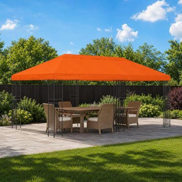 vidaXL Tuinprieel 6 x 3 m Oranje Polyester en staal 190 gsm, Verzenden, Nieuw