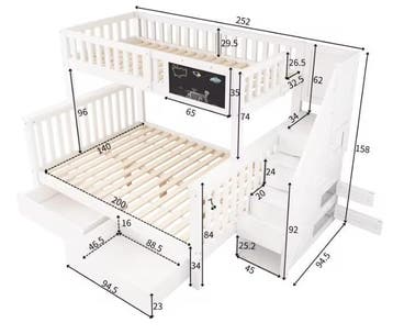 Kinderstapelbed met Tafel en Lades 90x200 + 140x200, Verzenden, Nieuw