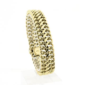 Gouden Franse gourmetschakel armband (Schakelarmband), Ophalen of Verzenden, Gebruikt, Goud, Goud
