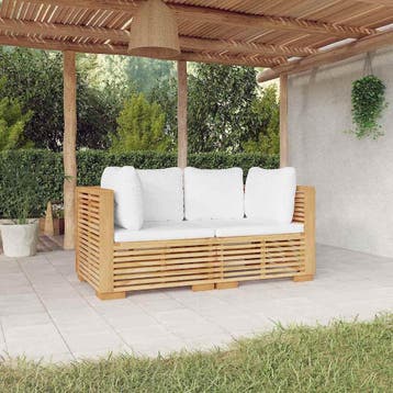 vidaXL Tuinhoekbanken 2 st met kussens massief teakhout, Verzenden, Nieuw, Hout, 2 zitplaatsen