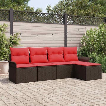 vidaXL Tuin Sofa Set 5 st Bruin poly rattan, Verzenden, Nieuw, Rotan, 5 zitplaatsen