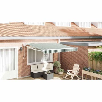 vidaXL Markies Groen en Wit 350 x 250 cm Polyester en Metaal, Tuin en Terras, Zonneschermen, Verzenden, Nieuw