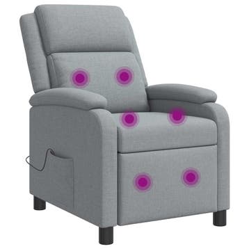 vidaXL Massage Recliner Lichtgrijs Stof, Verzenden, Nieuw