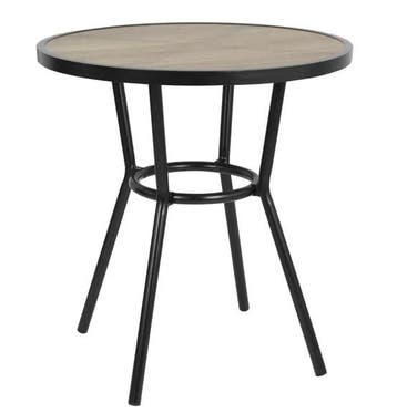 Ronde Buitentafel Zwart 70cm – Aluminium & Houtlook, Verzenden, Nieuw in verpakking