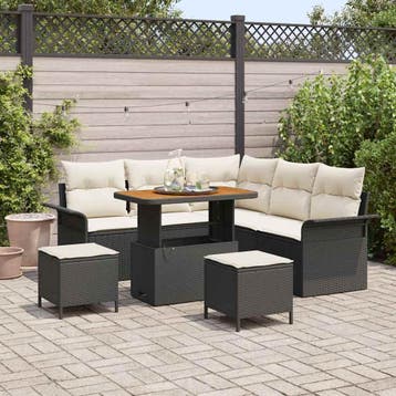 vidaXL Tuin Sofa Set 8 st 7-Aantal zitplaatsen Zwart en, Verzenden, Nieuw, Rotan, 8 zitplaatsen