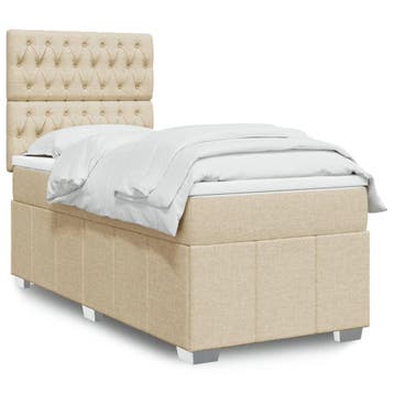 vidaXL Boxspring met matras stof crèmekleurig 90x190 cm, 90 cm, Eenpersoons, Verzenden, Nieuw
