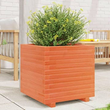 vidaXL Plantenbak 50x50x49,5 cm massief grenenhout wasbruin, Verzenden, Nieuw, Hout, Minder dan 60 cm