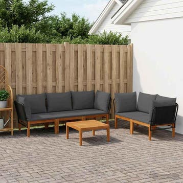 vidaXL 6 st Massief acaciahout & touw Naturel, Verzenden, Nieuw, 6 zitplaatsen