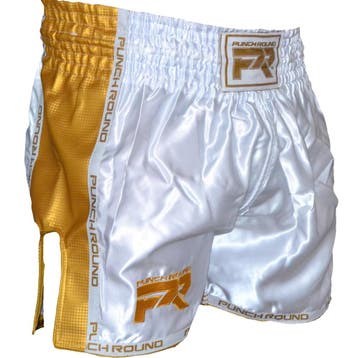 PunchR Kickboks Muay Thai Shorts Carbon Wit Goud, Ophalen of Verzenden, Nieuw