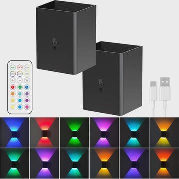 2x Draadloze LED Wandlamp RGB - Oplaadbaar, Dimbaar & Slim -, Verzenden, Nieuw