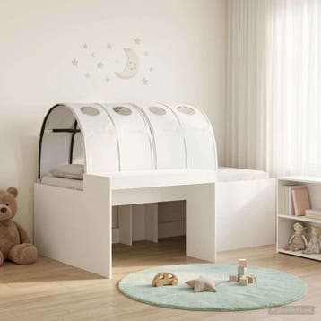 vidaXL Bed met Tunnel 3 st Wit Bewerkt hout, Verzenden, Nieuw, Bruin, Hout