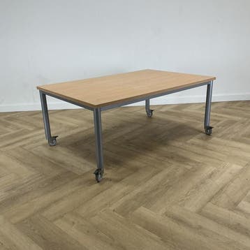 Klassehout verrijdbare schooltafel (hxbxd) 58x140x92 cm,, Ophalen of Verzenden, Gebruikt