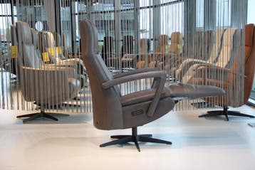 Gealux relaxfauteuil Twinz 205 Leer Antraciet 3 motoren+accu, Ophalen of Verzenden, Nieuw, Leer, Design, modern