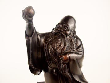 Brons - Hideyama  - Figuur van Fukurokuju  Een van de
