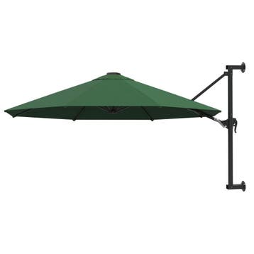vidaXL Wandparasol met metalen paal 300 cm groen, Tuin en Terras, Parasols, Verzenden, Nieuw, 3 tot 4 meter, Muurparasol