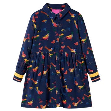 vidaXL Kinderjurk met lange mouwen 128 marineblauw, Verzenden, Nieuw
