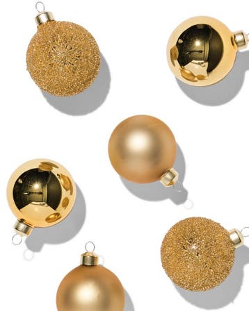 HEMA Kerstballen glas goud - 6 stuks, Verzenden, Nieuw