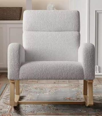 Lichtgrijze Lamsfluwelen Schommelstoel – Ergonomisch Comfort, Verzenden, Nieuw