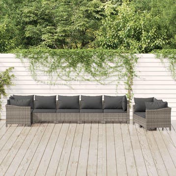 vidaXL 8-delige Loungeset met kussens poly rattan grijs, Verzenden, Nieuw, Loungeset