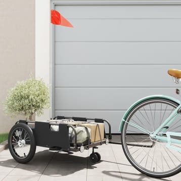 vidaXL Fietstrailer oxford stof en ijzer zwart, Fietsen en Brommers, Verzenden, Nieuw