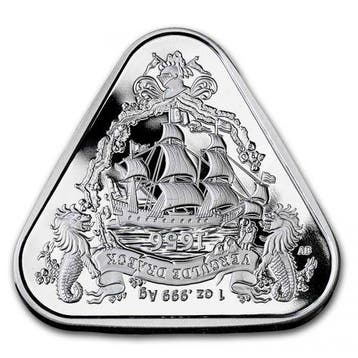 Triangular Vergulde Draeck 1 oz 2020 (RAM) (20.000 oplage), Verzenden, Losse munt, Zilver