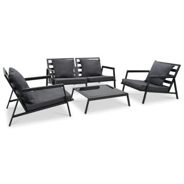 vidaXL 4-delige Loungeset met kussens aluminium donkergrijs, 4 zitplaatsen, Verzenden, Loungeset, Nieuw
