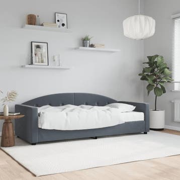 vidaXL Slaapbank met matras 80x200 cm fluweel donkergrijs, Eenpersoons, Verzenden, Nieuw, 80 cm