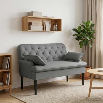 vidaXL Loungebank met knopencomfort Donkergrijs 111 x 68 x, Verzenden, Nieuw, Stof, Minder dan 150 cm