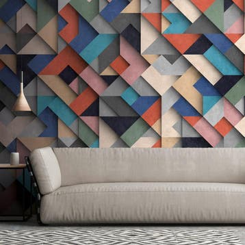 Profhome 382871-GU Fotobehang 3D mat blauw roze 3,71 m x, Verzenden