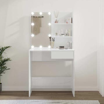 vidaXL Kaptafel met LED-verlichting 74,5x40x141 cm hoogglans, Verzenden, Nieuw