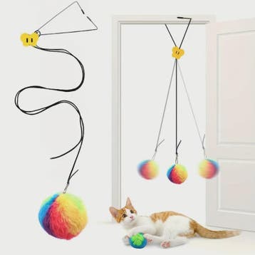 Interactief Katten Speeltje met Kleurrijke Ballen - Deurhang, Verzenden, Nieuw