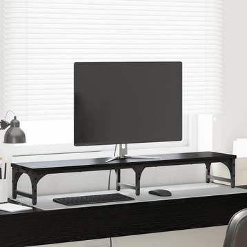 vidaXL Monitor Stand Zwart eiken 105 x 23 x 15,5 cm Bewerkt, Verzenden, Nieuw